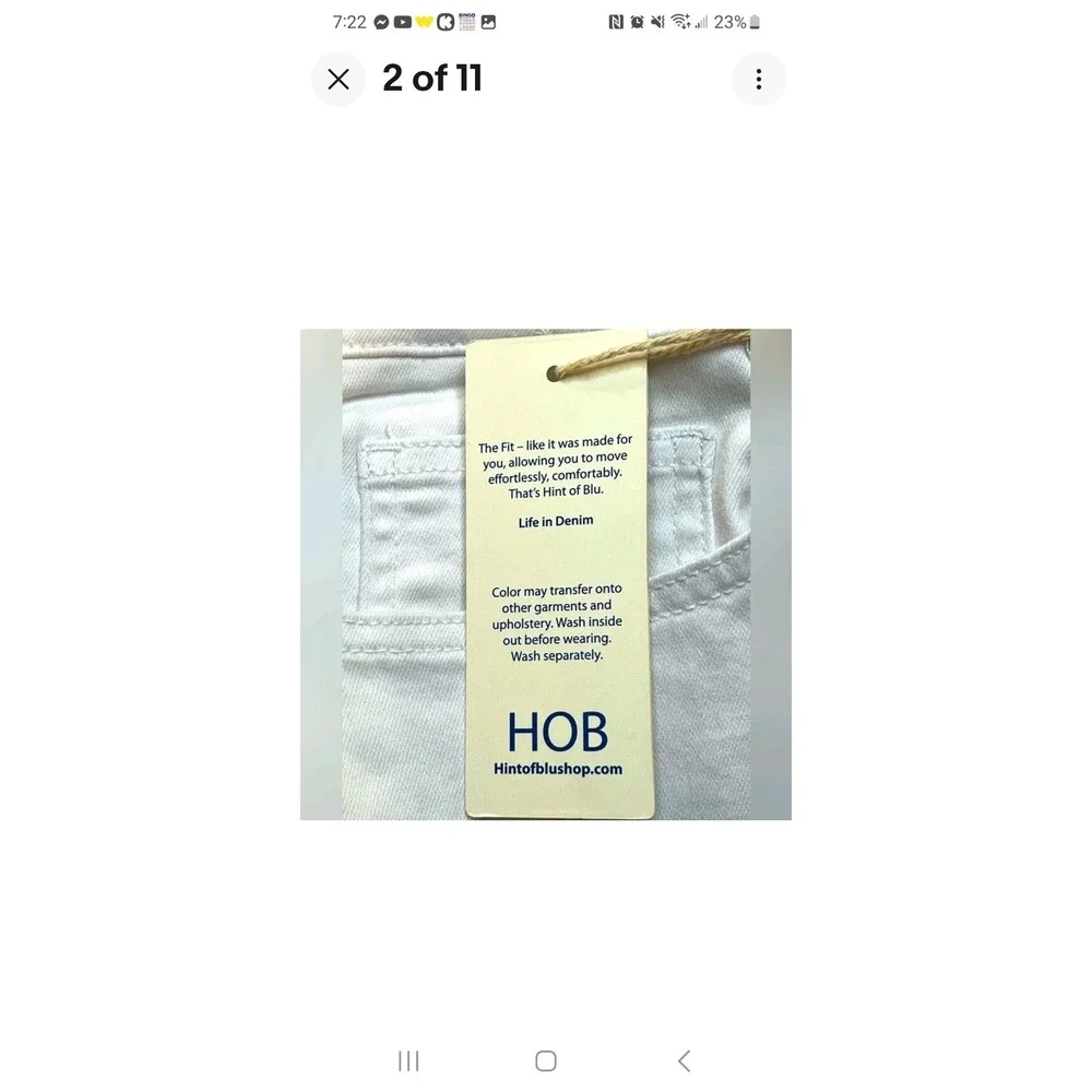 Hint of Blu Women's Jeans, Straight Leg,‎ Stretch Denim, White, Size 30, NWT